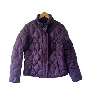 Eddie Bauer Goose Down Filled Purple Quilted Puffer Jacket Coat Winter Sz Large